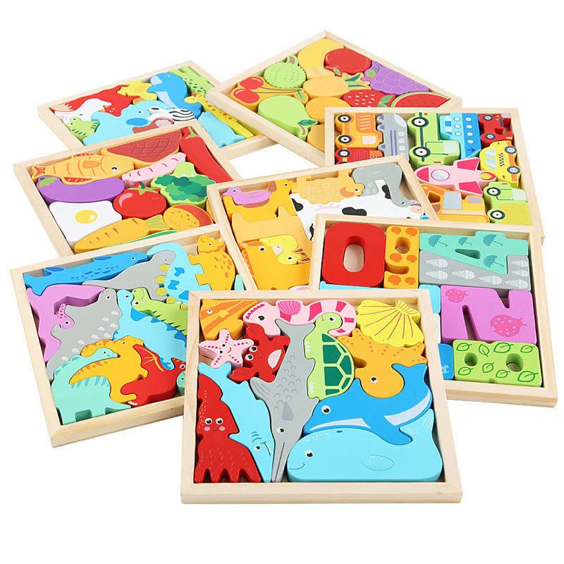 Jouets en bois Montessori puzzle 3D tangram