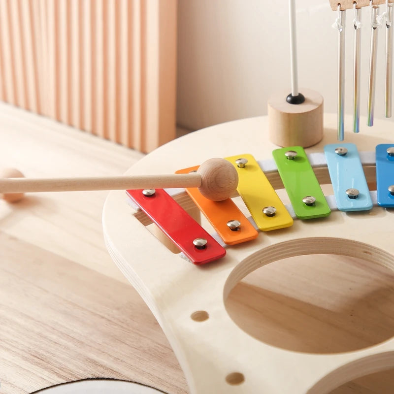 Table musicale, xylophone, cloches éoliennes en bois Montessor