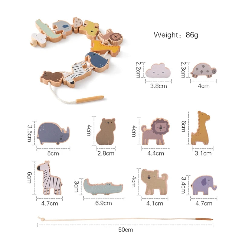 Planche à enfiler en bois pour hérisson, jouets Montessori pour enfants, jouet éducatif en bois de hêtre, blocs de perles