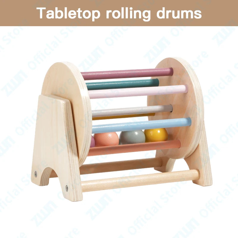 Jouets en bois Montessori pour bébé, boîte cible, tambour roulant, couleur, forme, correspondance cognitive, éducatif, sensoriel, aide pédagogique pour bébé