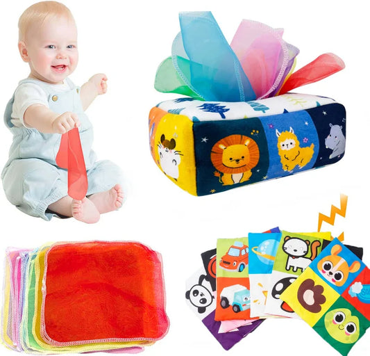 Jouets Montessori Boîte à mouchoirs magique Activité d'apprentissage éducative pour bébé jouet sensoriel pour enfants exercice des doigts