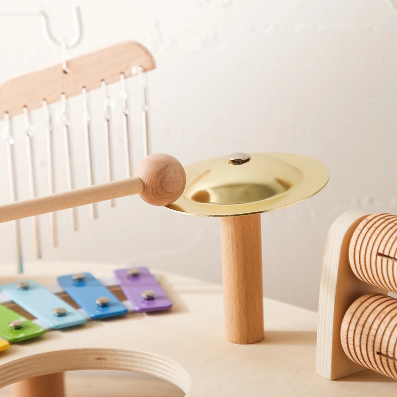 Table musicale, xylophone, cloches éoliennes en bois Montessor