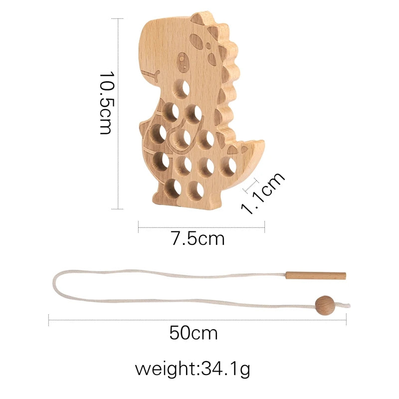 Planche à enfiler en bois pour hérisson, jouets Montessori pour enfants, jouet éducatif en bois de hêtre, blocs de perles