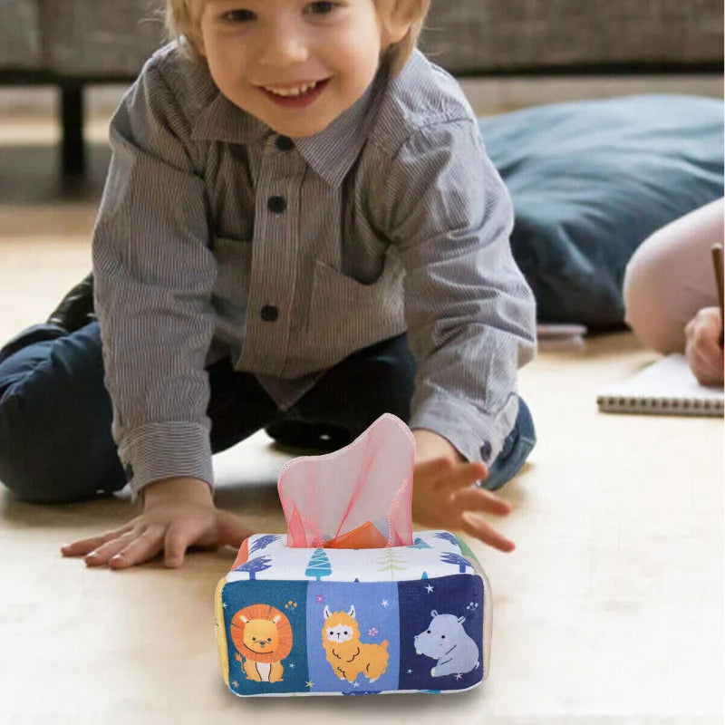 Jouets Montessori Boîte à mouchoirs magique Activité d'apprentissage éducative pour bébé jouet sensoriel pour enfants exercice des doigts