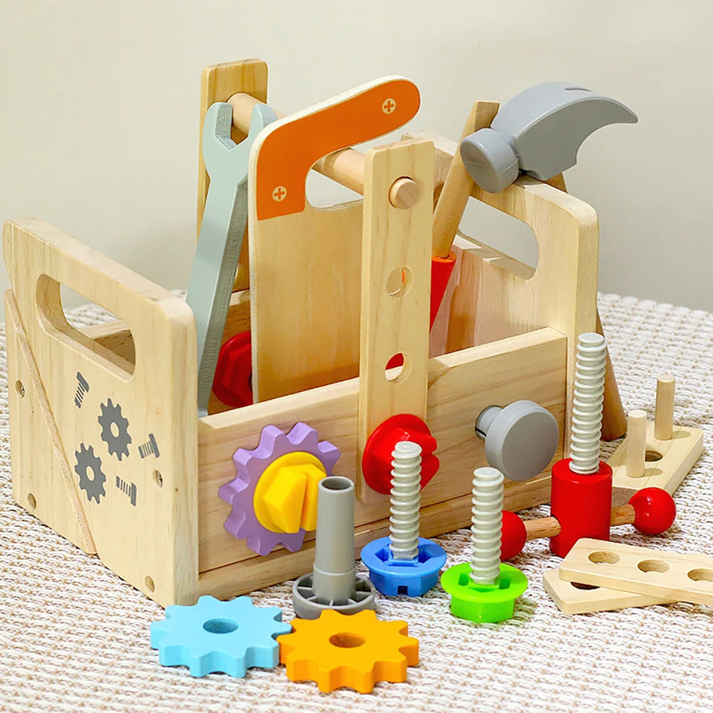 Ensemble d'outils en bois, Montessori, jouets de construction, simulation