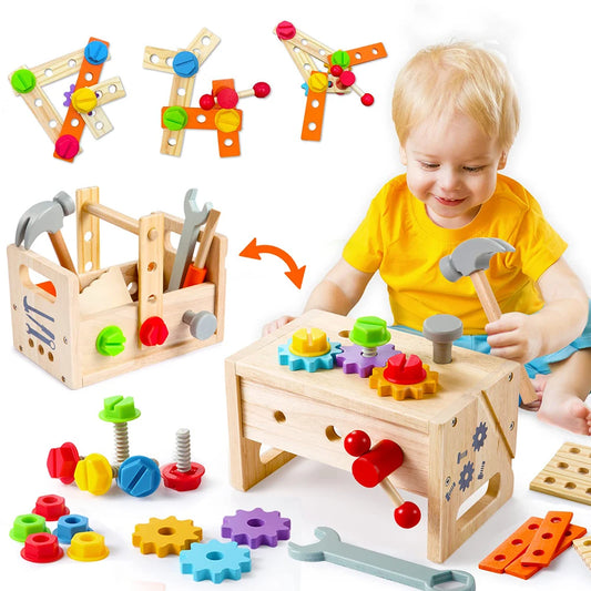 Ensemble d'outils en bois, Montessori, jouets de construction, simulation