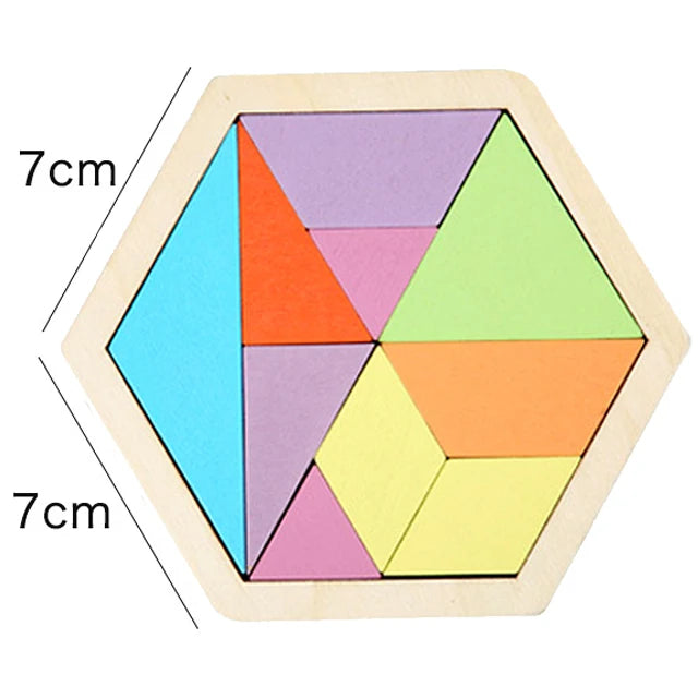 Jouets en bois Montessori puzzle 3D tangram