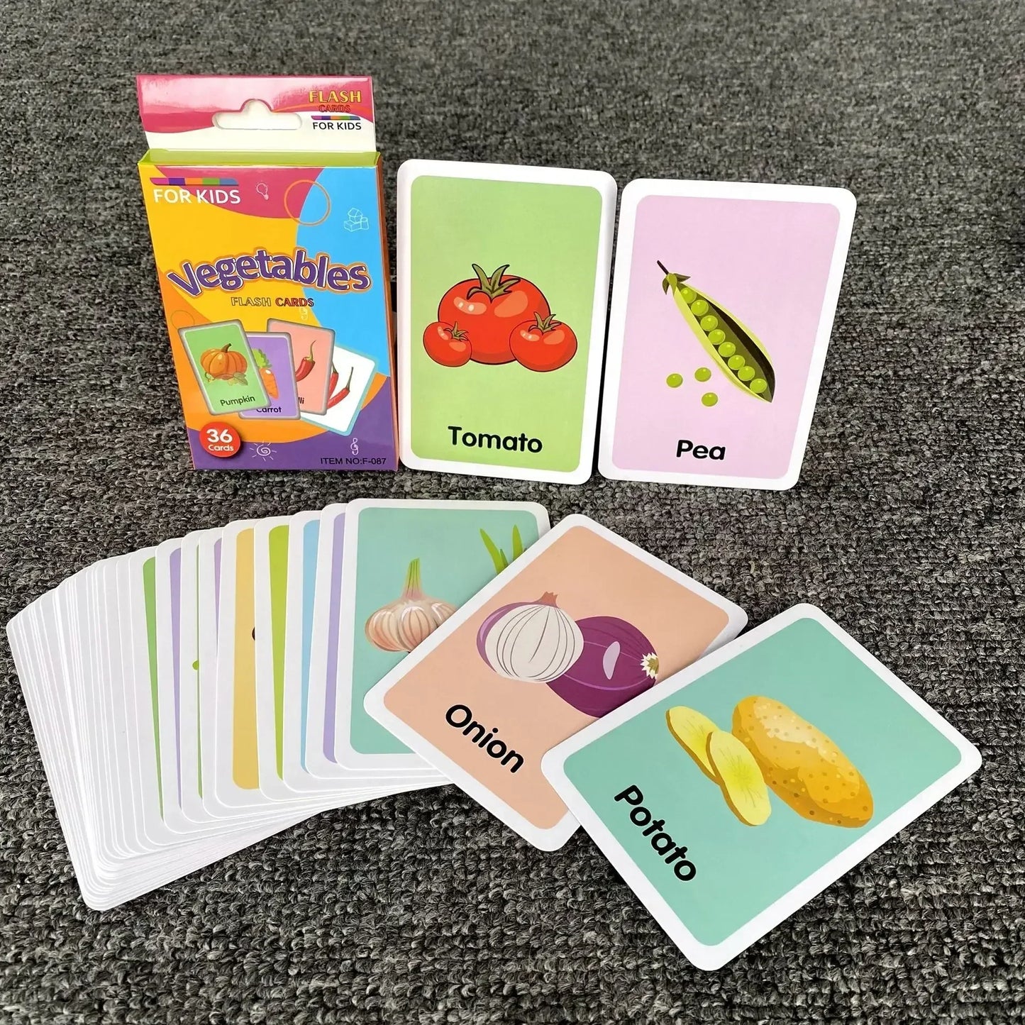 36 Cartes Cognitives pour Bébé, Cartes de Vocabulaire en Anglais, Cartes de Stimulation Visuelle, Animaux, Fruits, Lettres, Jeux Cartes d'images Enfants Jouets d'apprentissage éducatifs