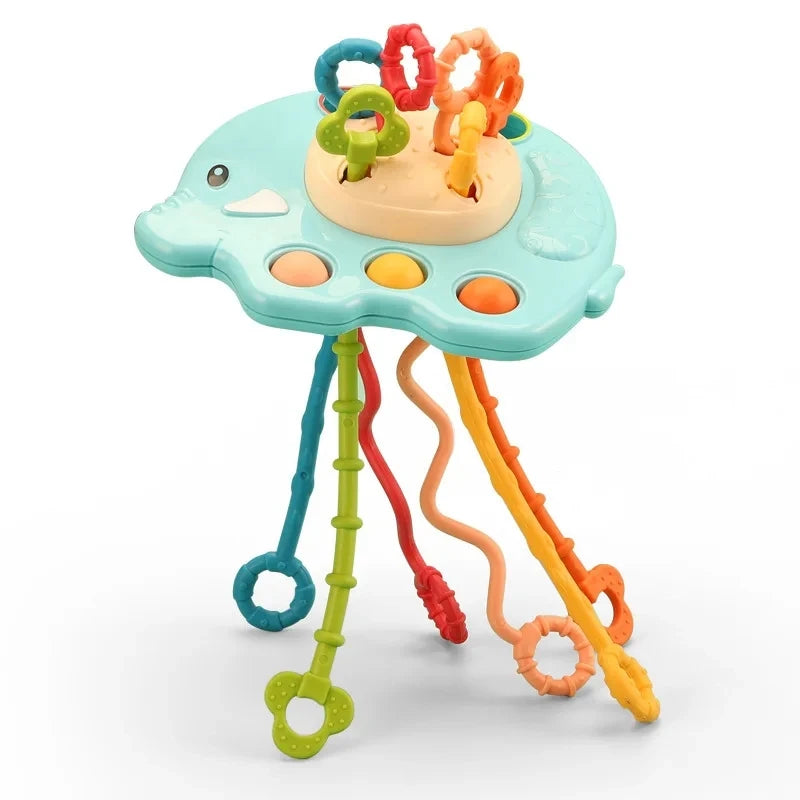 Jouets Montessori pour bébé, jouets sensoriels à tirer sur ficelle, jouets en silicone pour bébé de 6 à 12 mois, jouets d'activité de dentition pour enfants, jouets éducatifs