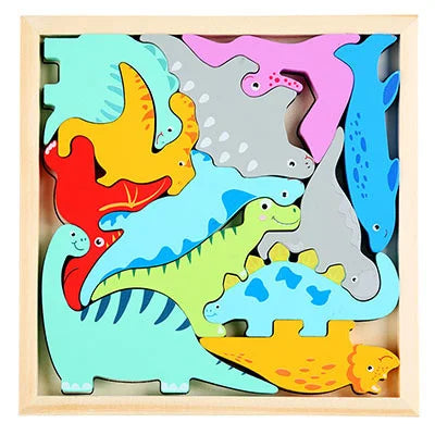 Jouets en bois Montessori puzzle 3D tangram