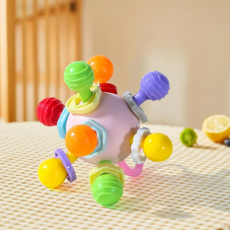 Jouets pour béb, hochet rotatif, balle de préhension, de développement, anneau de dentition en silicone