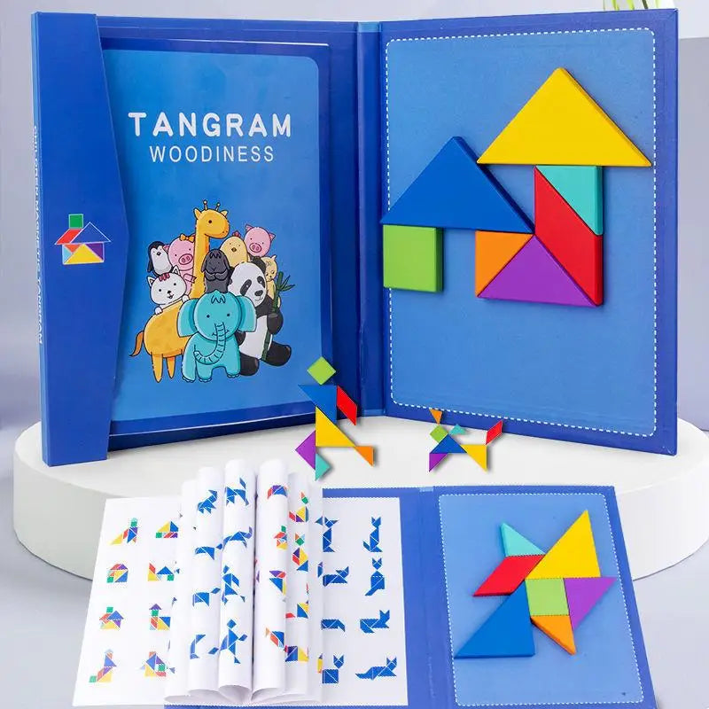 Puzzle en bois magnétique tangram puzzle livre éducatif