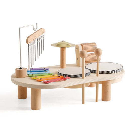 Table musicale, xylophone, cloches éoliennes en bois Montessor