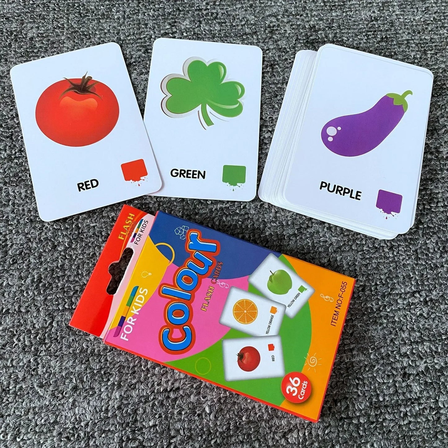 36 Cartes Cognitives pour Bébé, Cartes de Vocabulaire en Anglais, Cartes de Stimulation Visuelle, Animaux, Fruits, Lettres, Jeux Cartes d'images Enfants Jouets d'apprentissage éducatifs