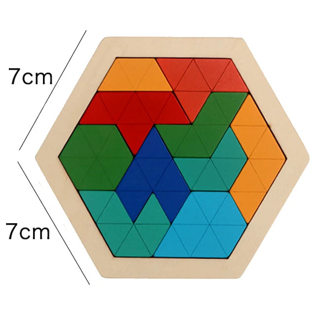 Jouets en bois Montessori puzzle 3D tangram