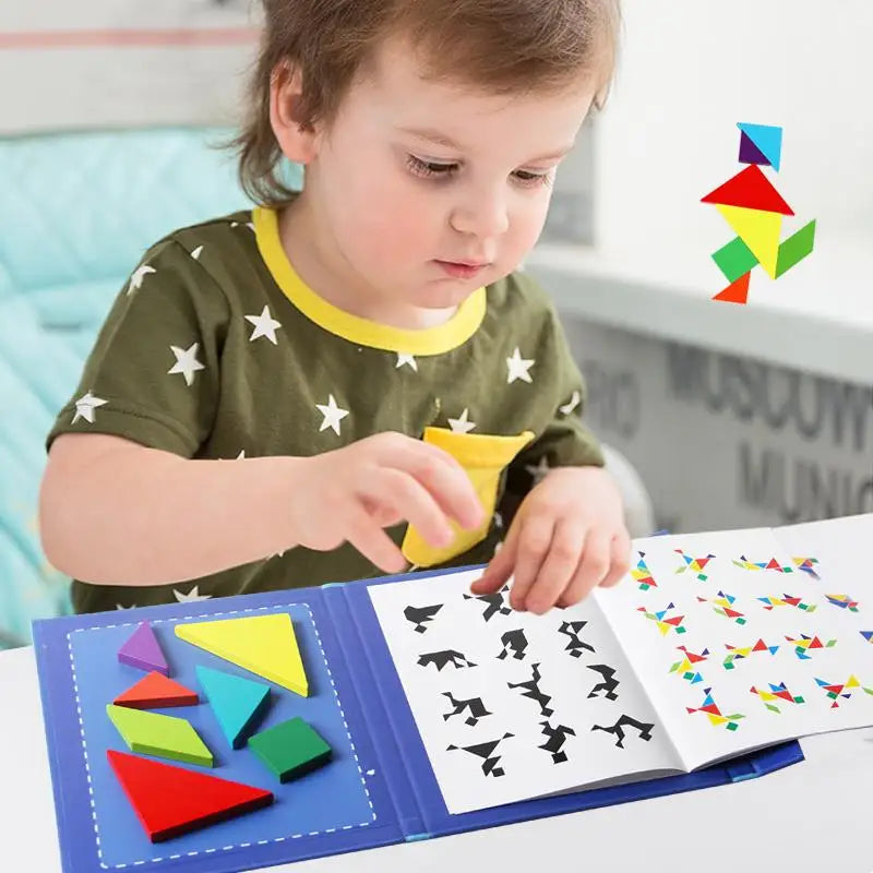 Puzzle en bois magnétique tangram puzzle livre éducatif