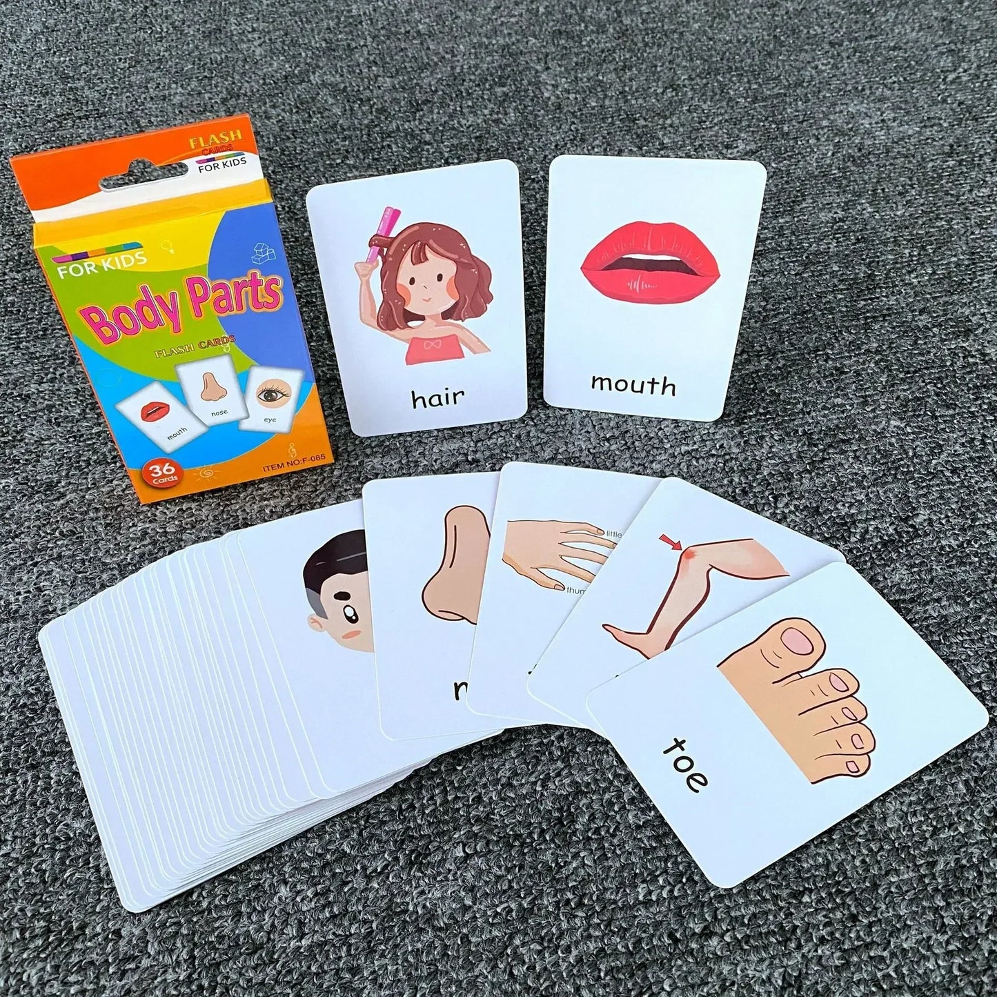 36 Cartes Cognitives pour Bébé, Cartes de Vocabulaire en Anglais, Cartes de Stimulation Visuelle, Animaux, Fruits, Lettres, Jeux Cartes d'images Enfants Jouets d'apprentissage éducatifs