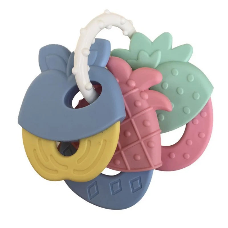 Hochet en caoutchouc souple pour bébé, jouet de dentition en forme de fruit, en silicone de qualité alimentaire, pour nouveau-né, jouet d'entraînement pour bébé, jouets à mâcher