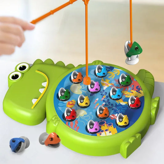 Jouets de pêche magnétiques simples en forme de dinosaure, jeu de canne à pêche