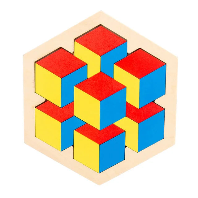 Jouets en bois Montessori puzzle 3D tangram