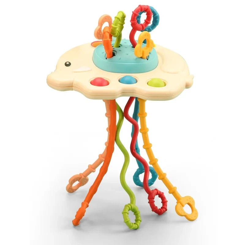 Jouets Montessori pour bébé, jouets sensoriels à tirer sur ficelle, jouets en silicone pour bébé de 6 à 12 mois, jouets d'activité de dentition pour enfants, jouets éducatifs