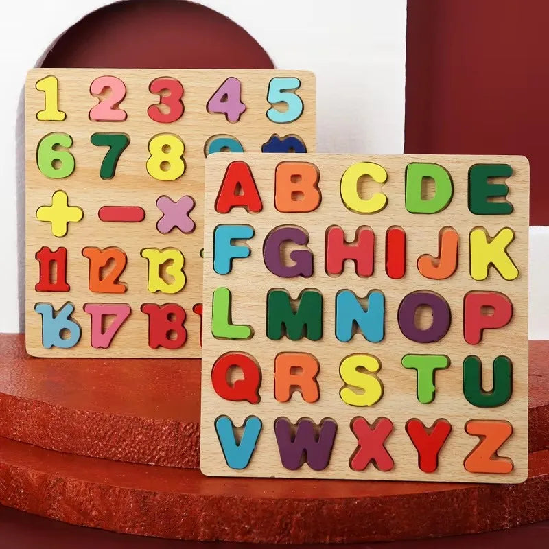 Puzzle en bois Montessori 3D lettres de l'alphabet, de correspondance des chiffres, éducatif