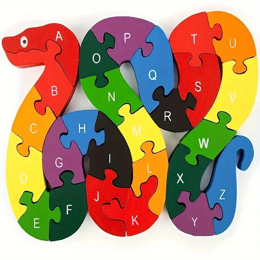 Puzzle en bois Montessori pour enfants, 26 lettres de l'alphabet