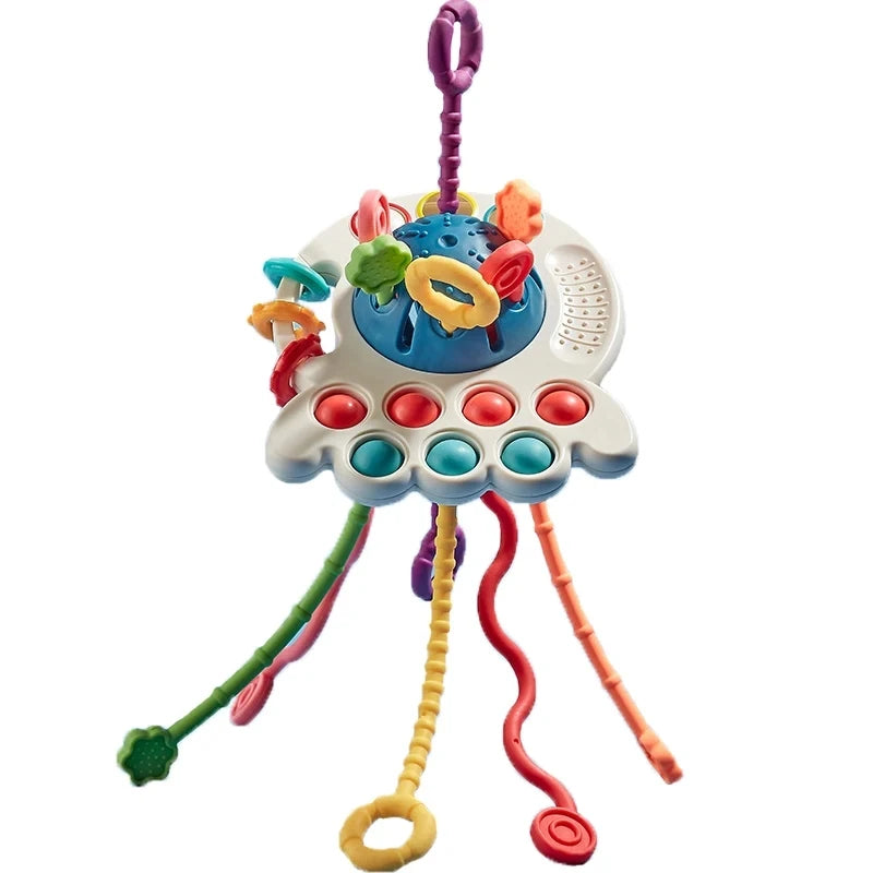 Jouets Montessori pour bébé, jouets sensoriels à tirer sur ficelle, jouets en silicone pour bébé de 6 à 12 mois, jouets d'activité de dentition pour enfants, jouets éducatifs