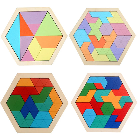 Jouets en bois Montessori puzzle 3D tangram