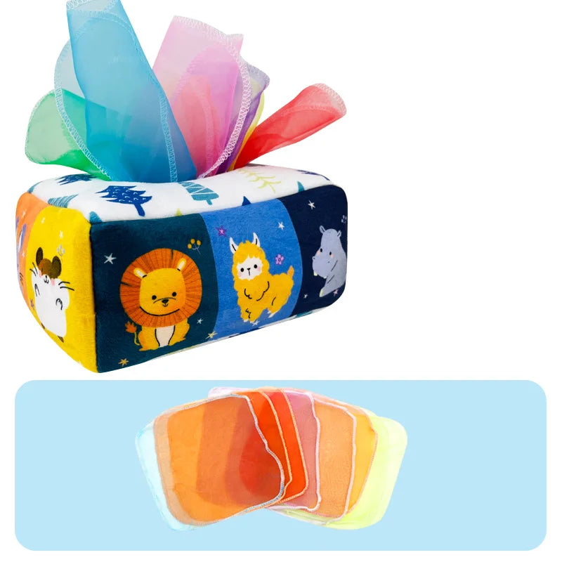 Jouets Montessori Boîte à mouchoirs magique Activité d'apprentissage éducative pour bébé jouet sensoriel pour enfants exercice des doigts