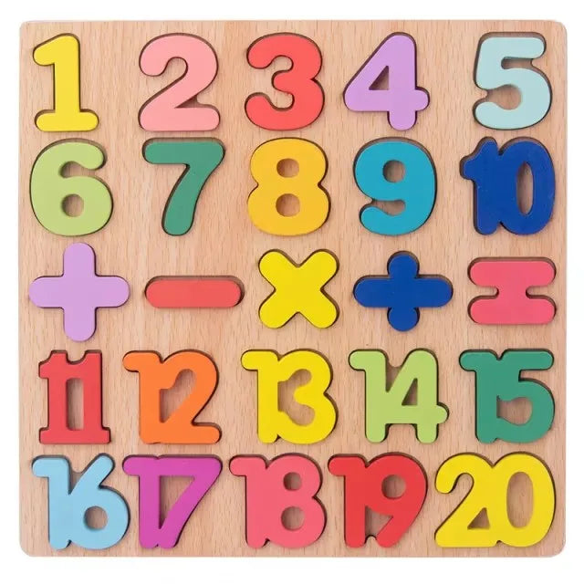 Puzzle en bois Montessori 3D lettres de l'alphabet, de correspondance des chiffres, éducatif