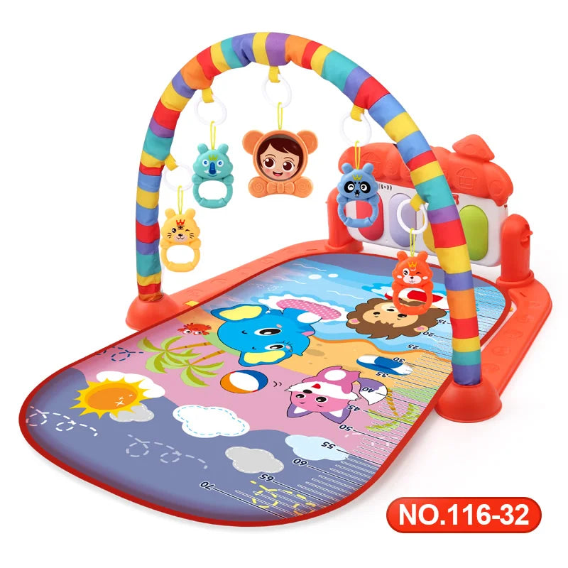 Tapis de jeu d'activité pour bébé, support musical, cadre de fitness multifonctionnel pour enfant, tapis éducatif pour ramper, jouet, cadeau