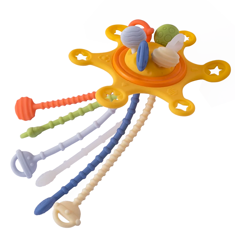 Jouets Montessori pour bébé, jouets sensoriels à tirer sur ficelle, jouets en silicone pour bébé de 6 à 12 mois, jouets d'activité de dentition pour enfants, jouets éducatifs