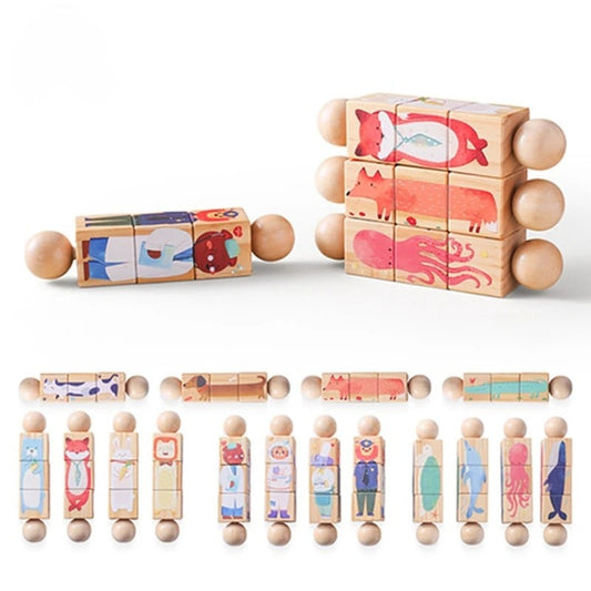 Puzzle rotatif en bois pour bébé, clochette à main, jouet mobile pour bébé, hochet musical, jeu de puzzle Montessori pour bébés